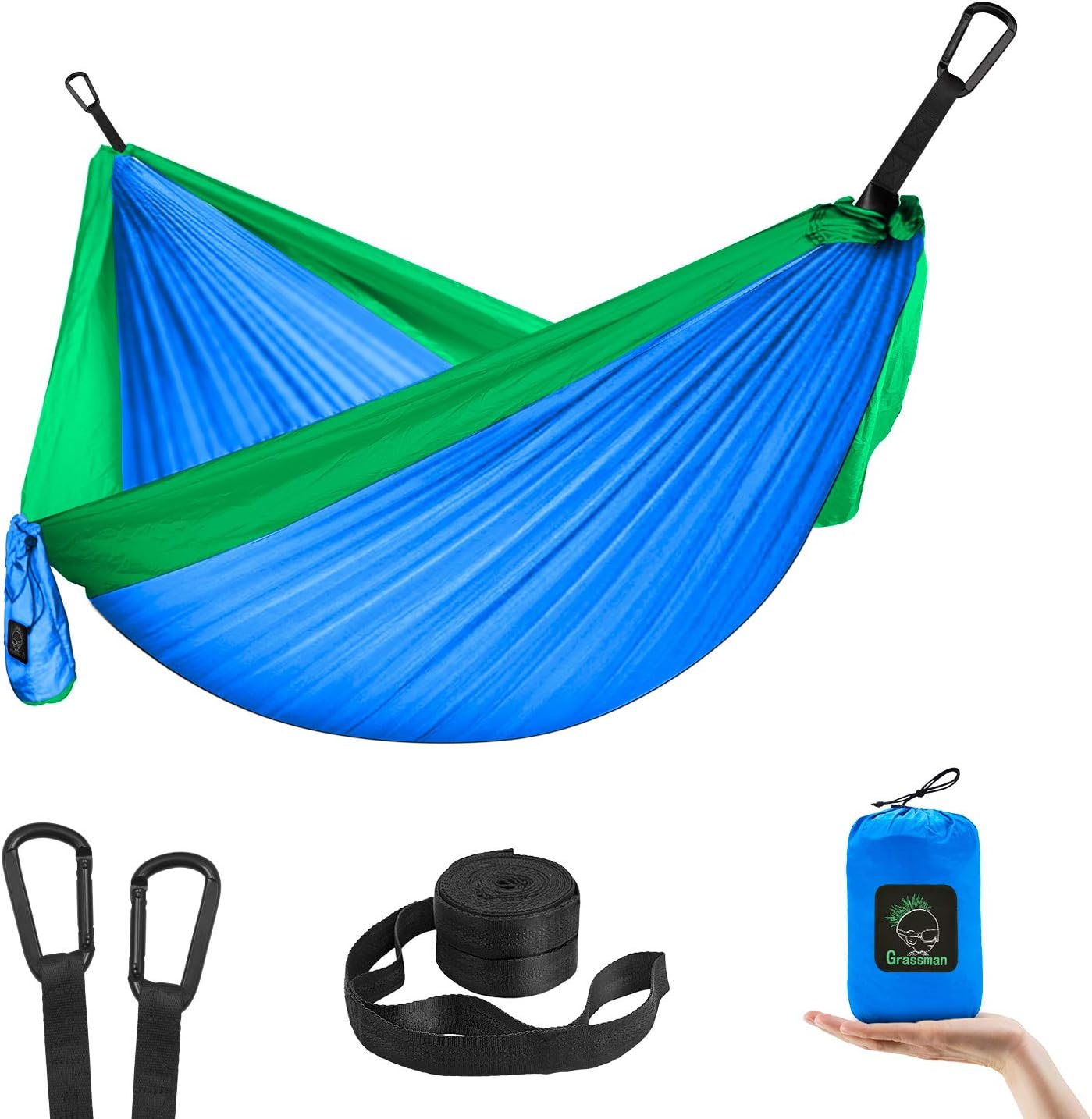 Hamaca para niños portátil con correas y mosquetones azul