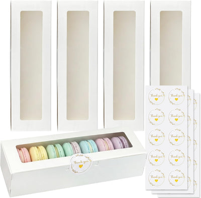 24 Cajas Macarrón Blanco Regalo con Ventana
