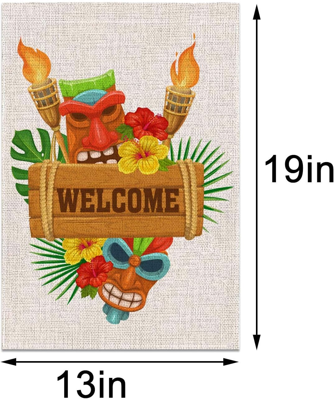 Bandera jardín tiki bar 12.5x18pulg letrero bienvenida luau