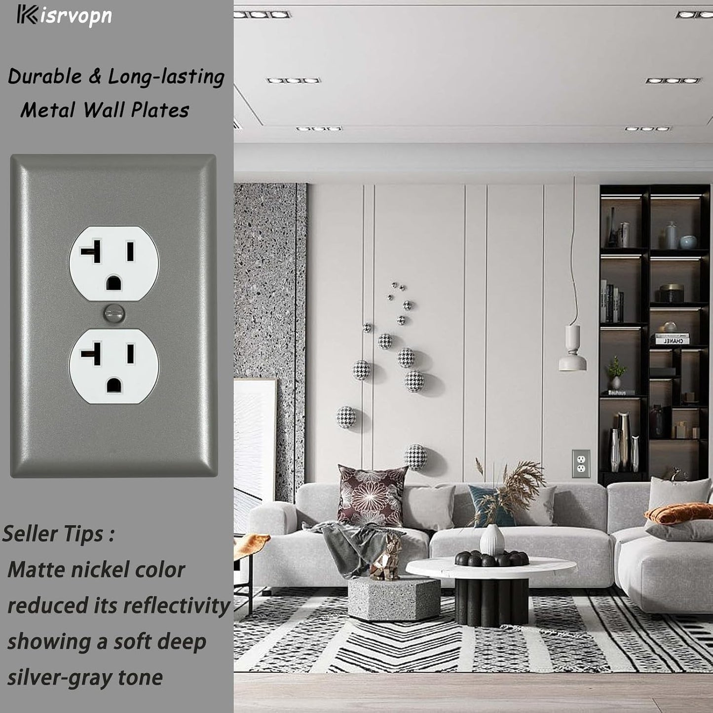 Cubiertas metal enchufes pared interruptor varios