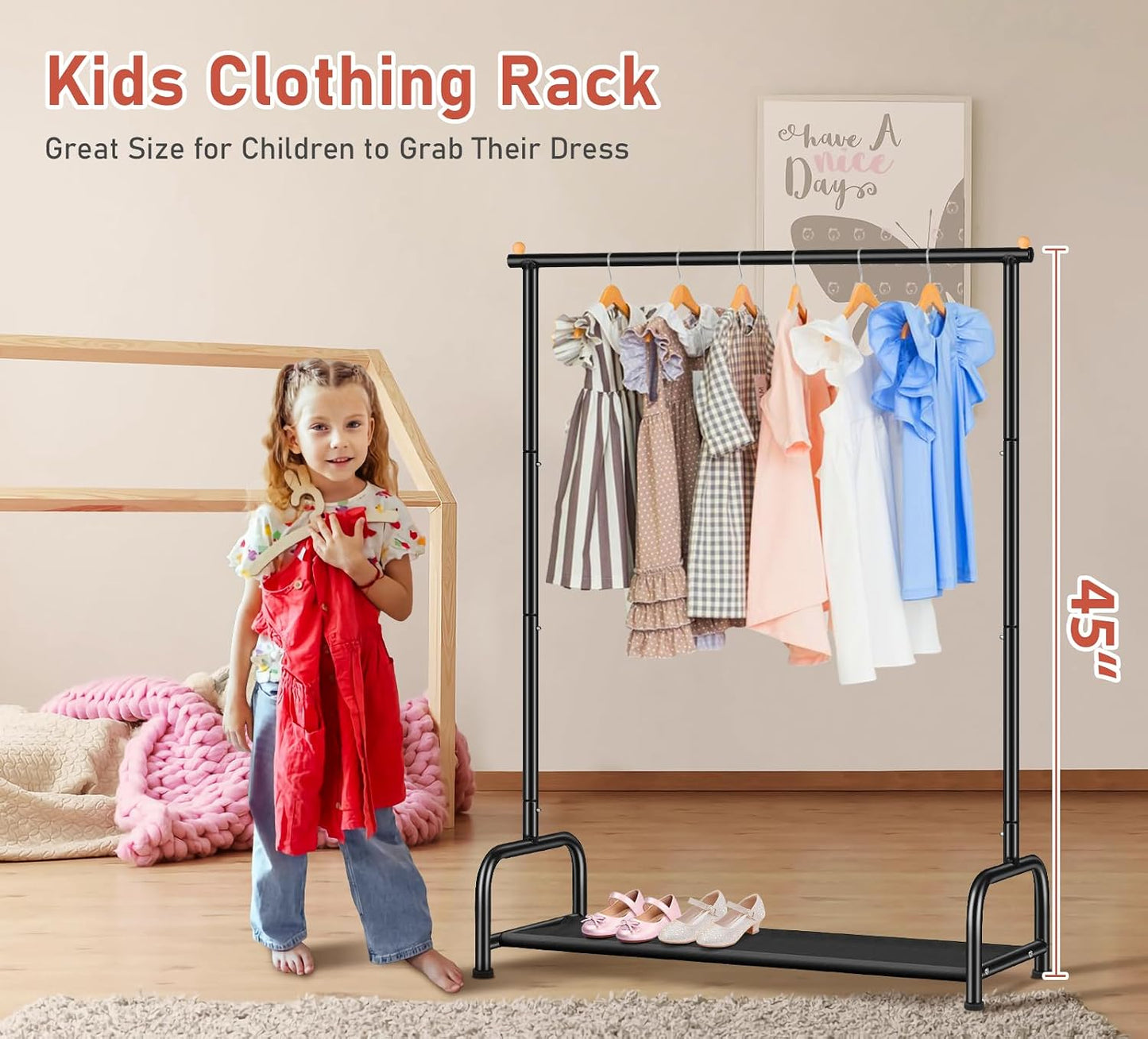 Perchero ropa niños con estante almacenamiento