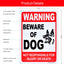 2 Letreros Advertencia Beware of Dog 10x7pulg Aluminio Reflectante