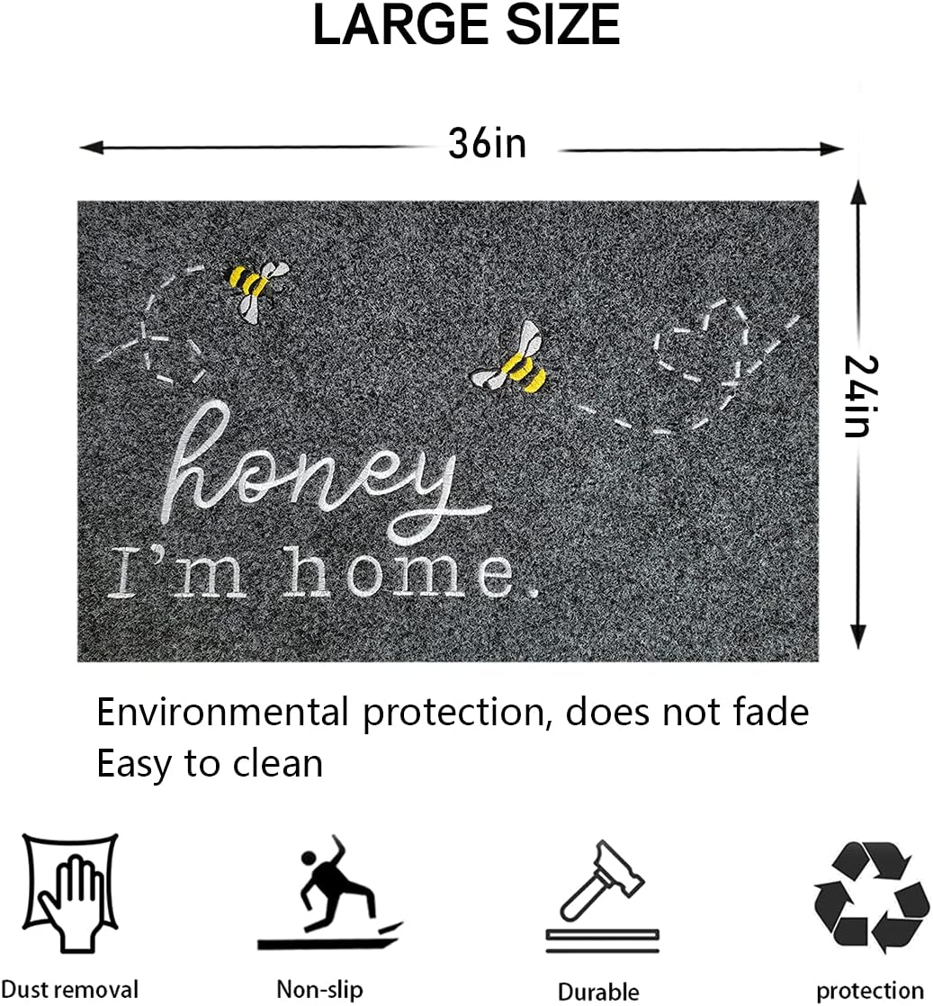 Tapete puerta gris abeja resistente manchas antiderrap