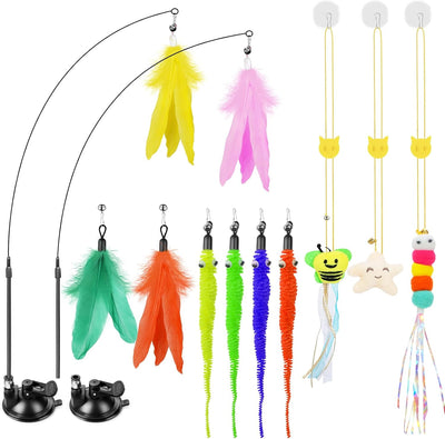 Juguetes varita plumas para gatos reutilizables interactivos