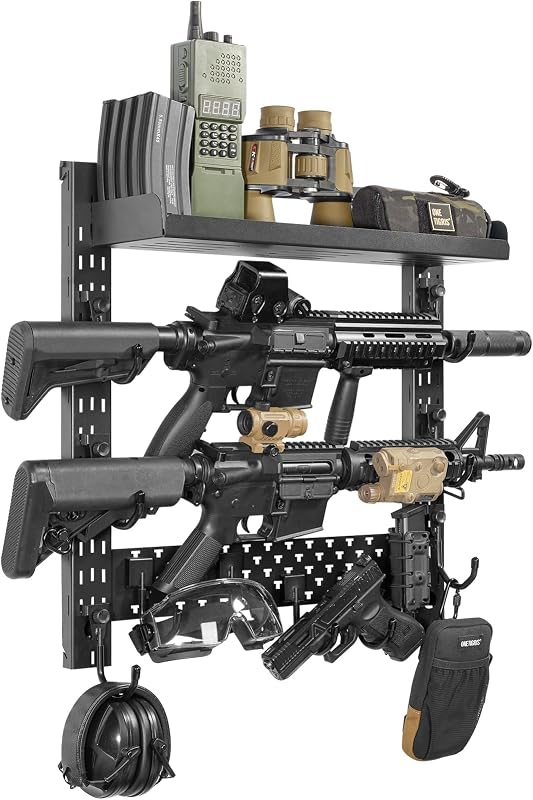 Soporte pared armas con estante y bandeja extraíble