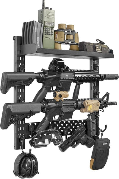 Soporte pared armas con estante y bandeja extraíble