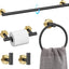 Set 5 Pzas Soporte Toalla Acero Inox 60cm Negro Dorado