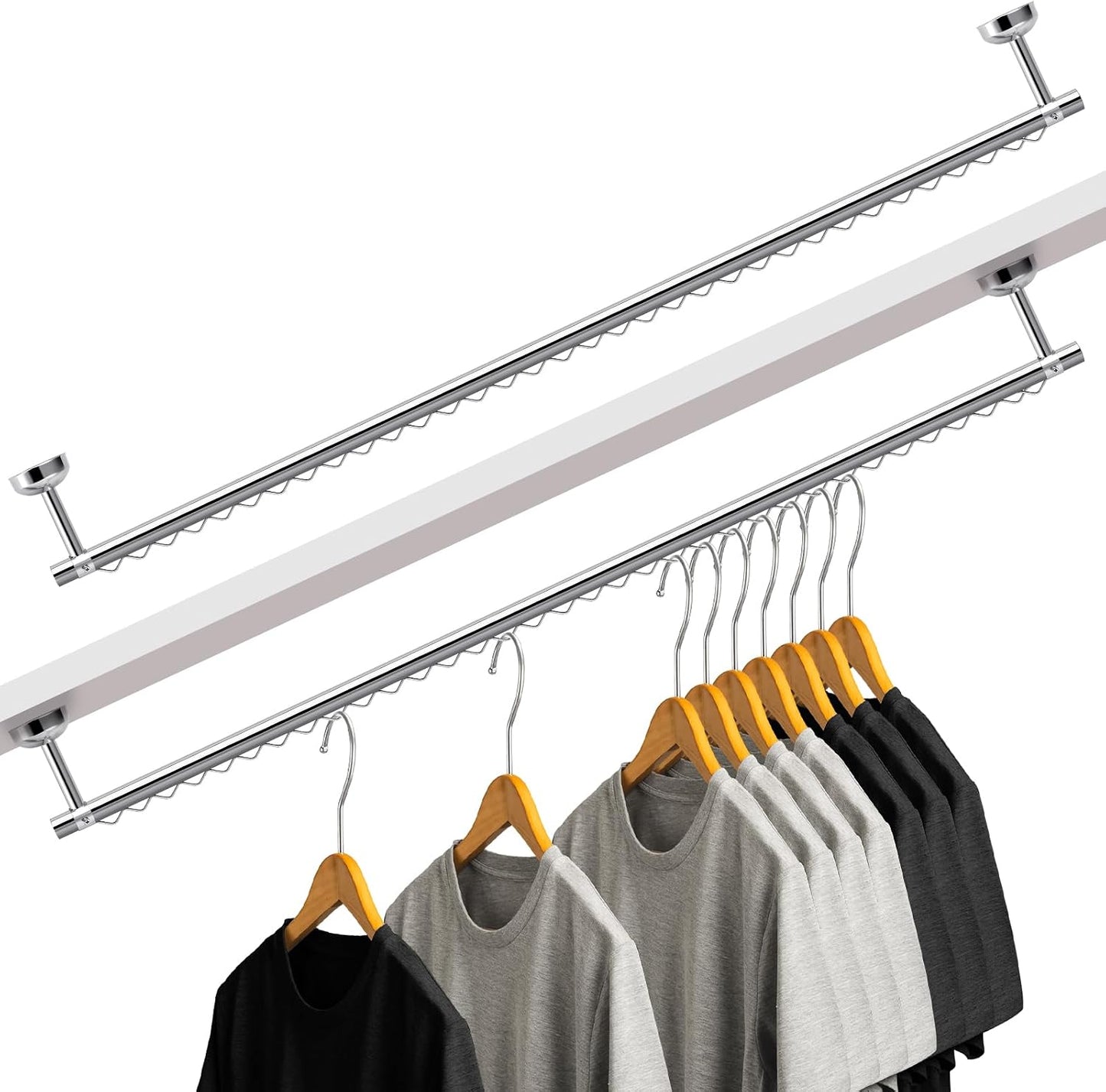 2 Rieles armario barra ropa techo pared inclinado dormitorio