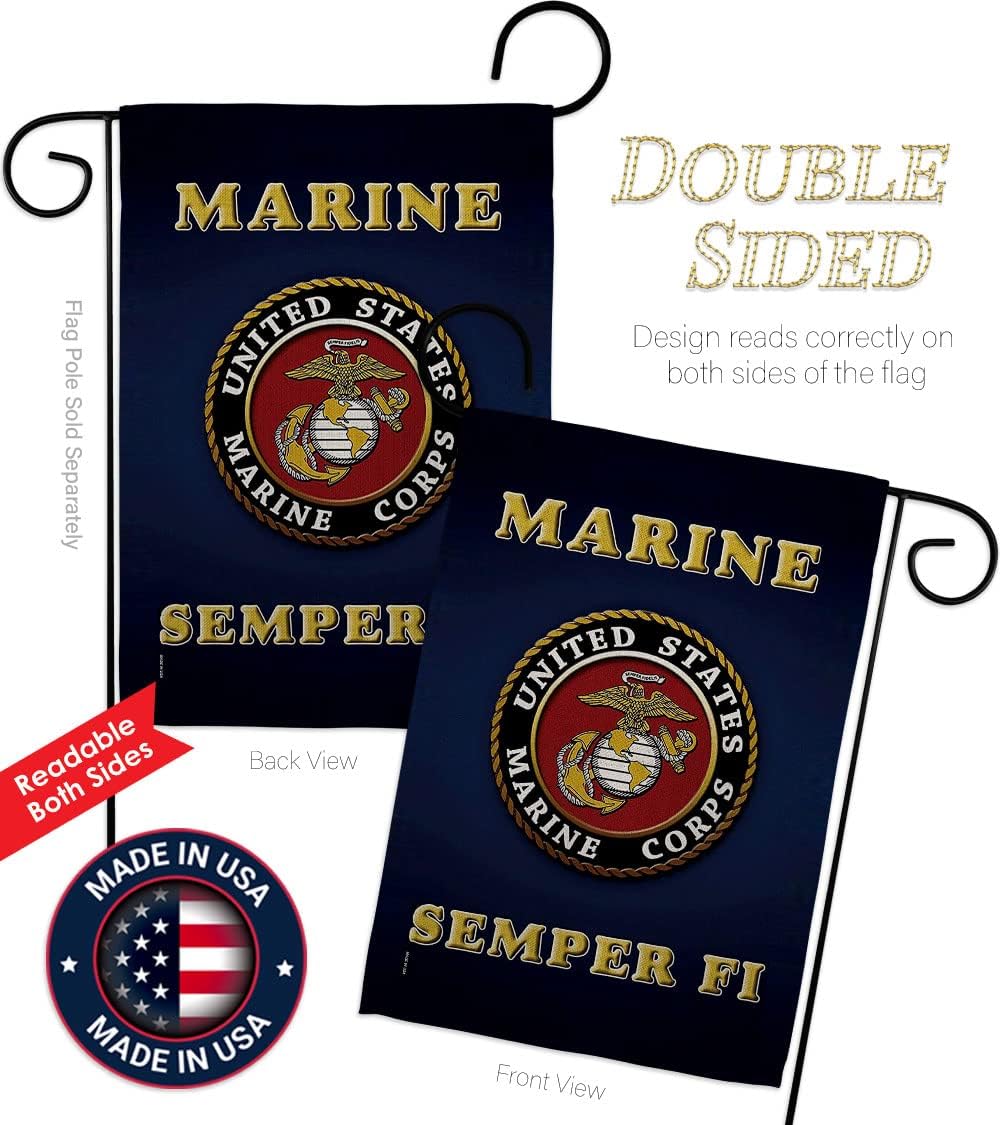 Bandera Semper Fi USMC doble cara 12x18" decoración jardín