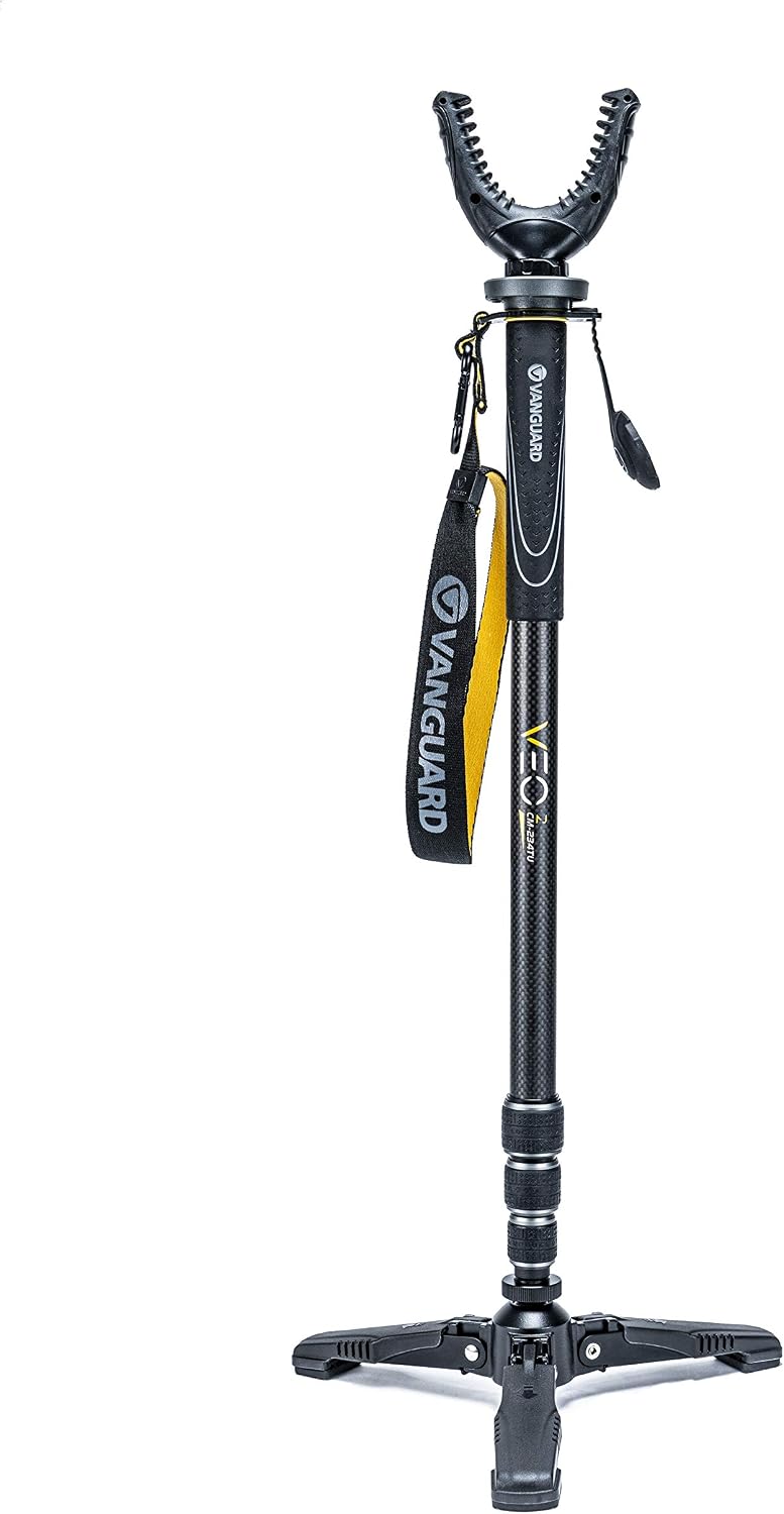 Bastón tiro fibra carbono base 3 soportes rótula U