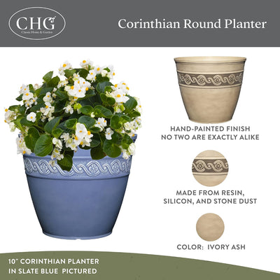 Maceta redonda Corinthian 10” marfil