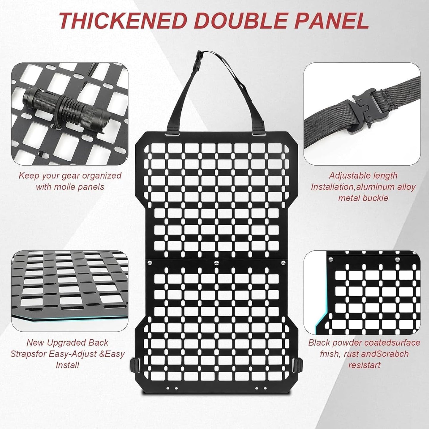 Paneles Molle tácticos para asiento con 3 bolsas