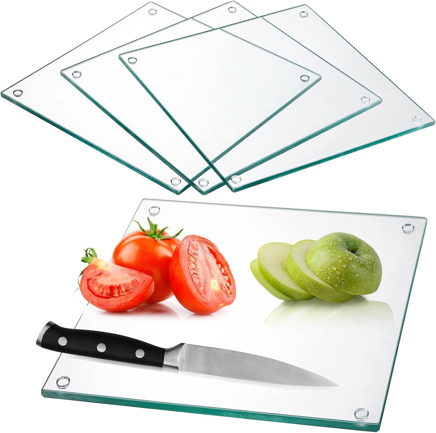 4 Tablas cortar vidrio templado 10x10pulg antideslizante cocina