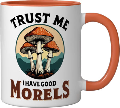 Taza Cerámica Cazador de Hongos Morel Naranja/Blanco