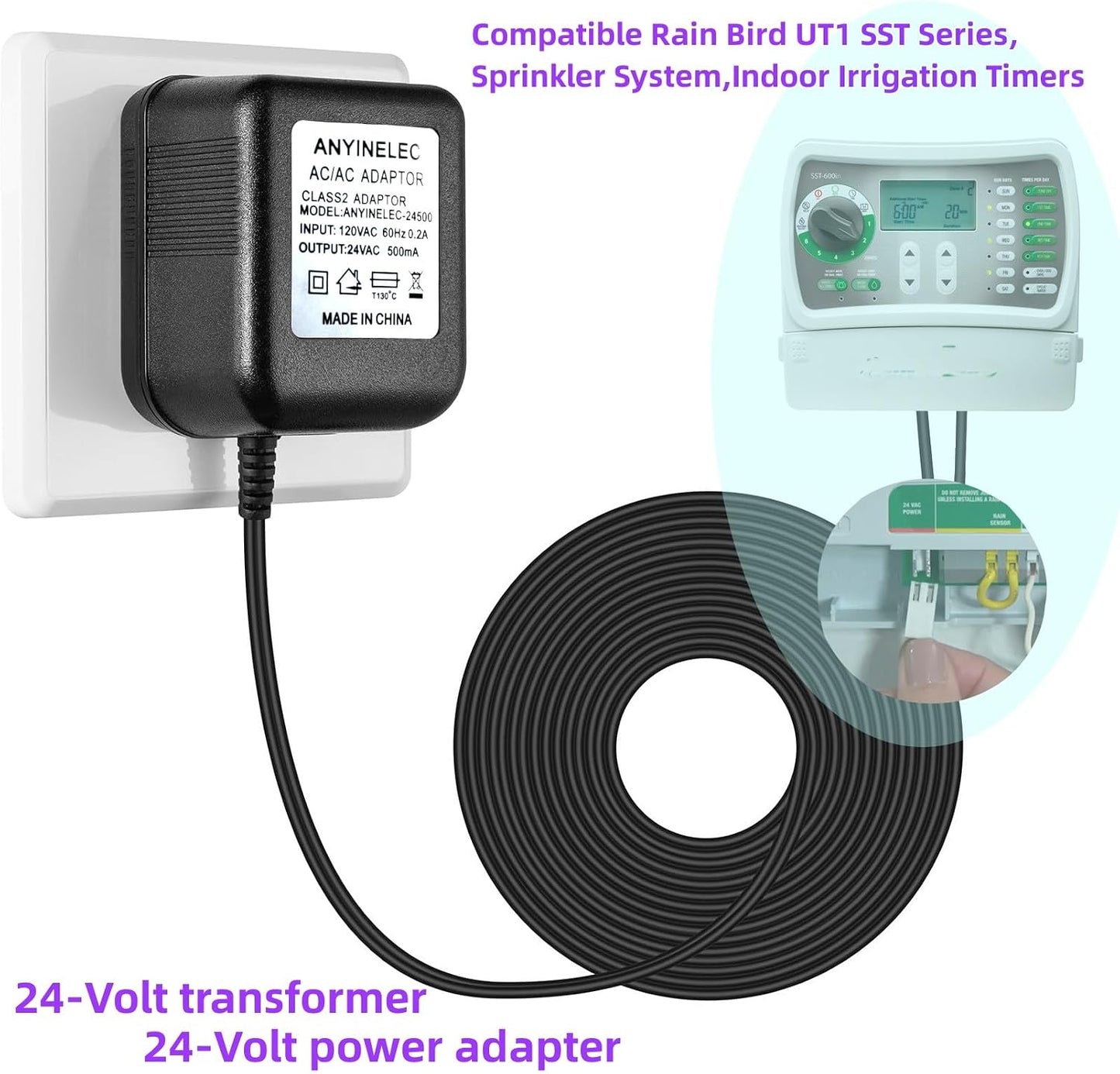 Temporizador riego interior Rain Bird SST 24V adaptador CA