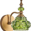 Aplique pared vintage lámpara cristal verde dormitorio