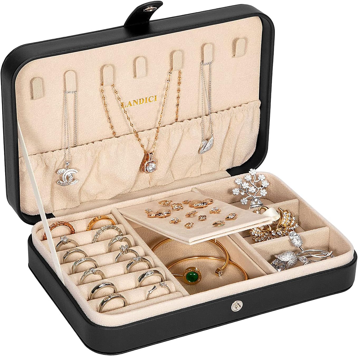 Joyero pu para mujer y niña organizador portátil anillos aretes