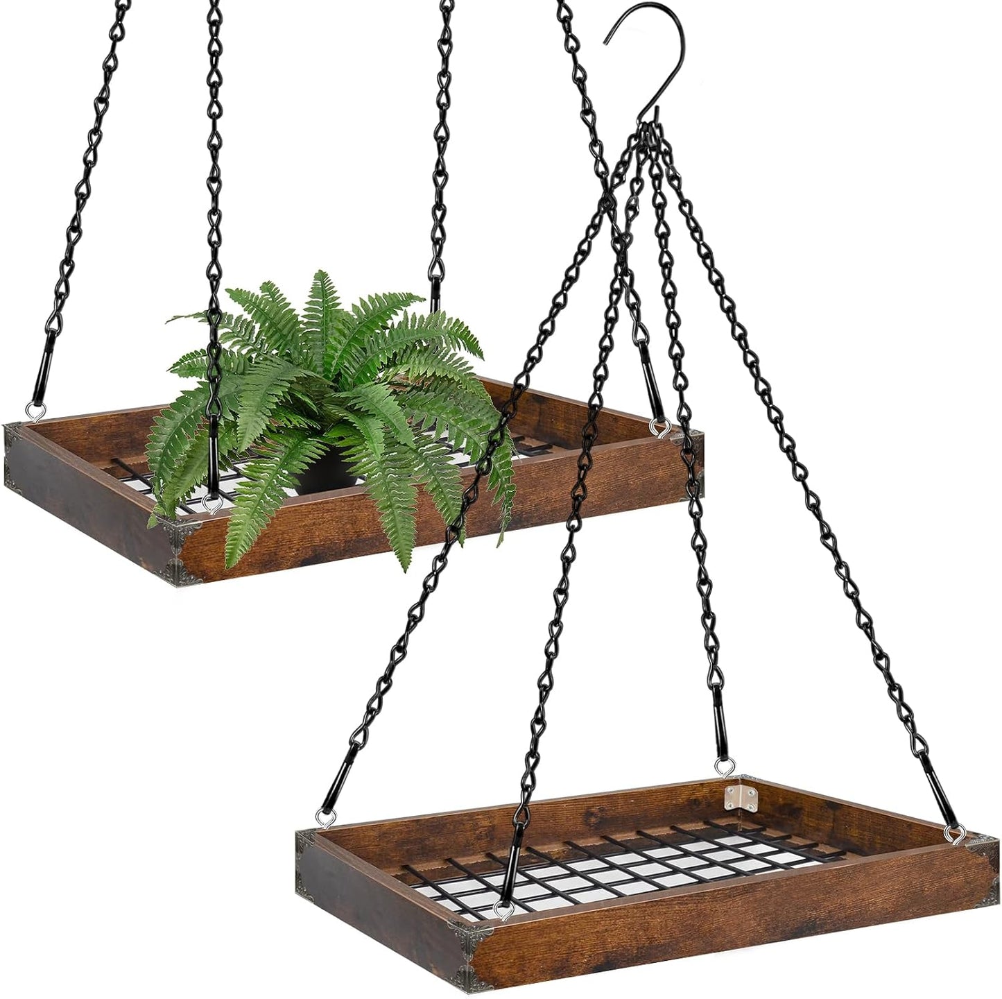 Colgador plantas interior exterior 16pulg madera metal