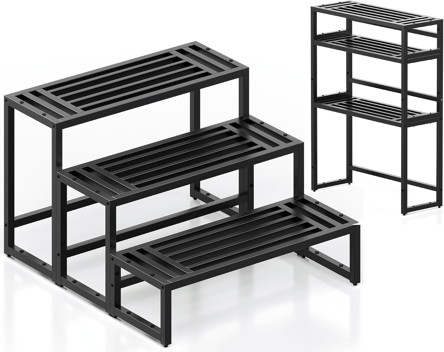Soporte plantas 3 niveles hierro forjado resistente