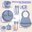 Set alimentación silicona bebé 10 pzas platos sin BPA gris