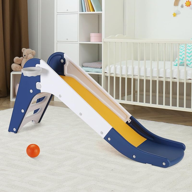 Tobogán plegable para bebés con aro baloncesto y pelota