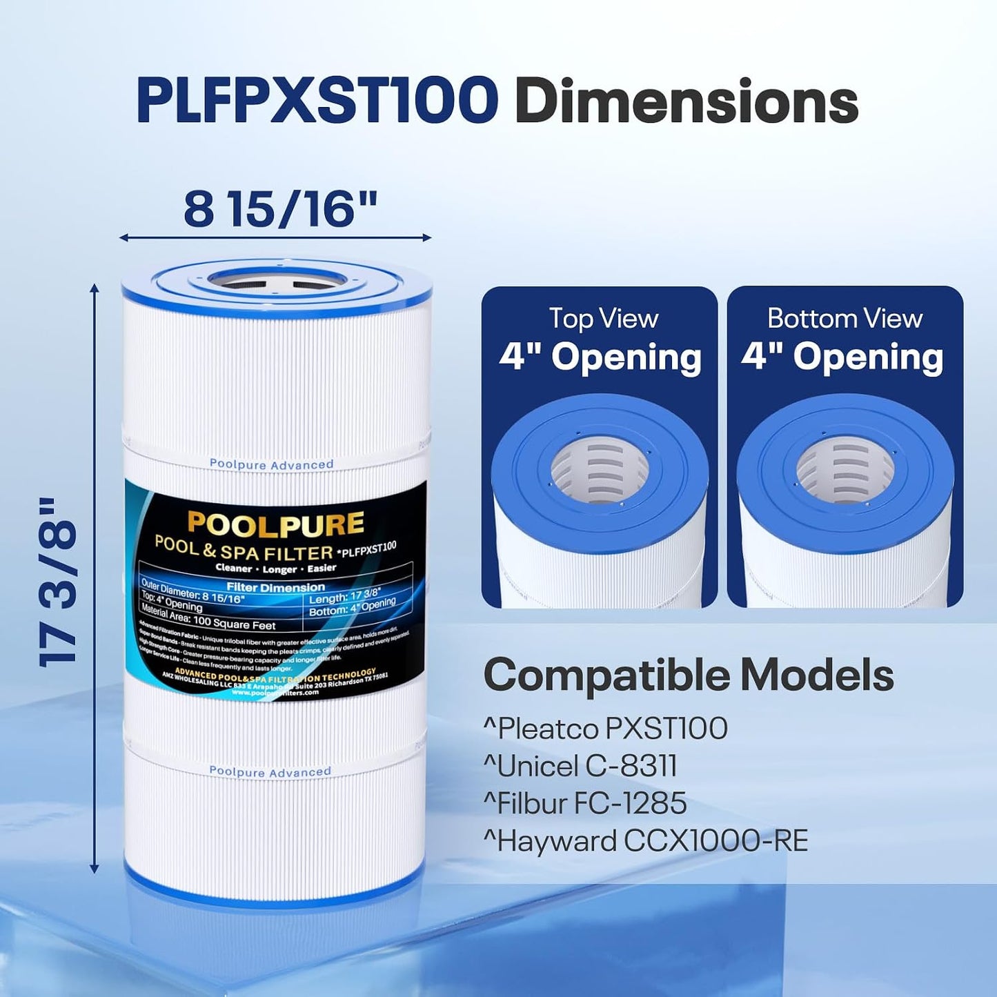 Filtro piscina PLFPXST100 reemplaza Hayward X-Stream CC1000