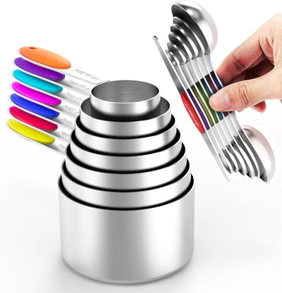 Set tazas y cucharas acero inox para cocina hornear
