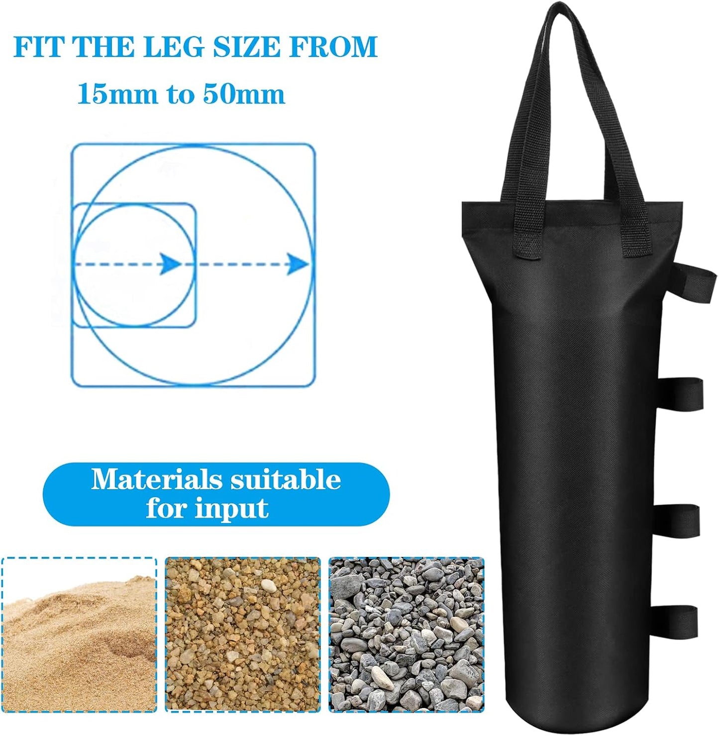 12 Pzas Bolsas Arena Negras Resistentes Toldo