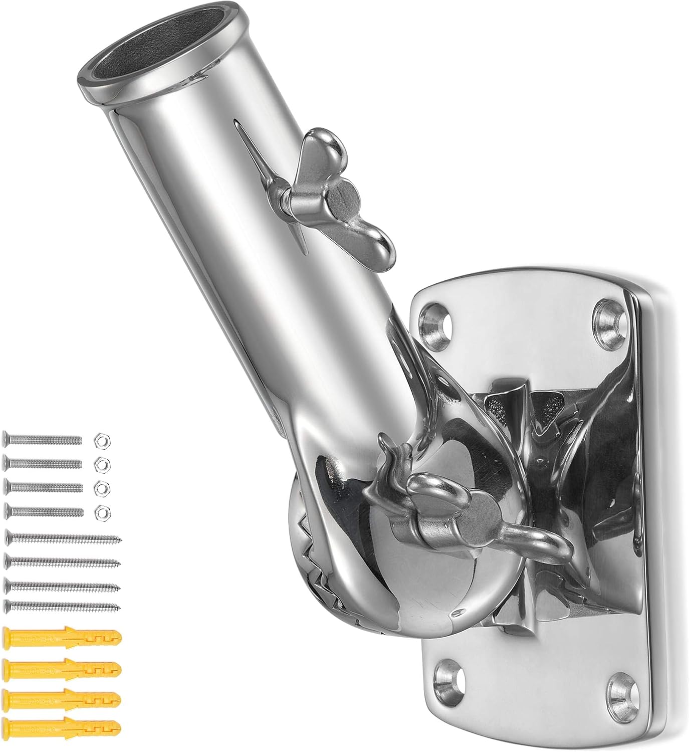 Soporte mastil bandera acero inox 316 resistente 1pulg