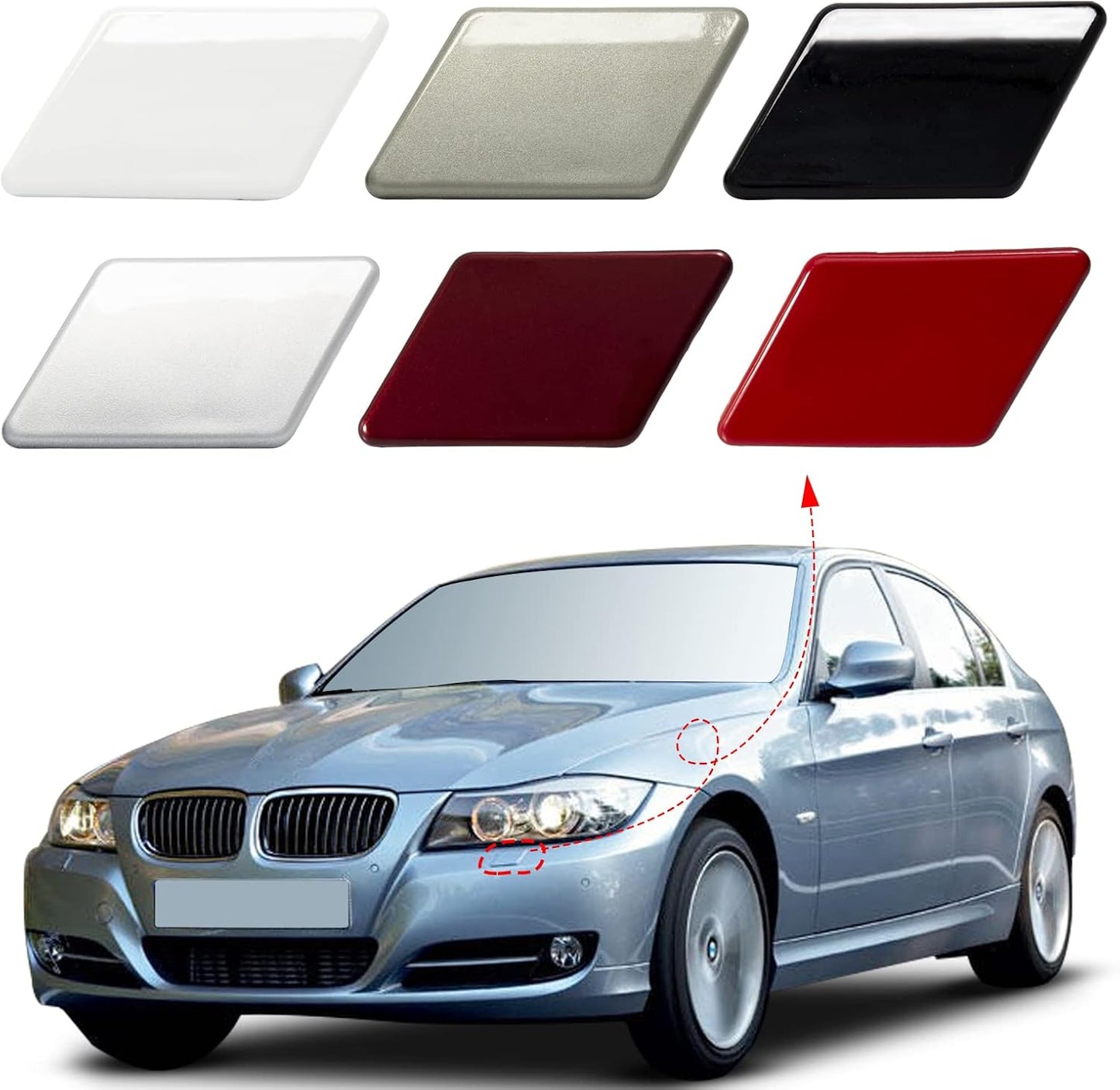 Tapa boquilla lavafaros BMW Serie 3 E90 E Negro lado izq