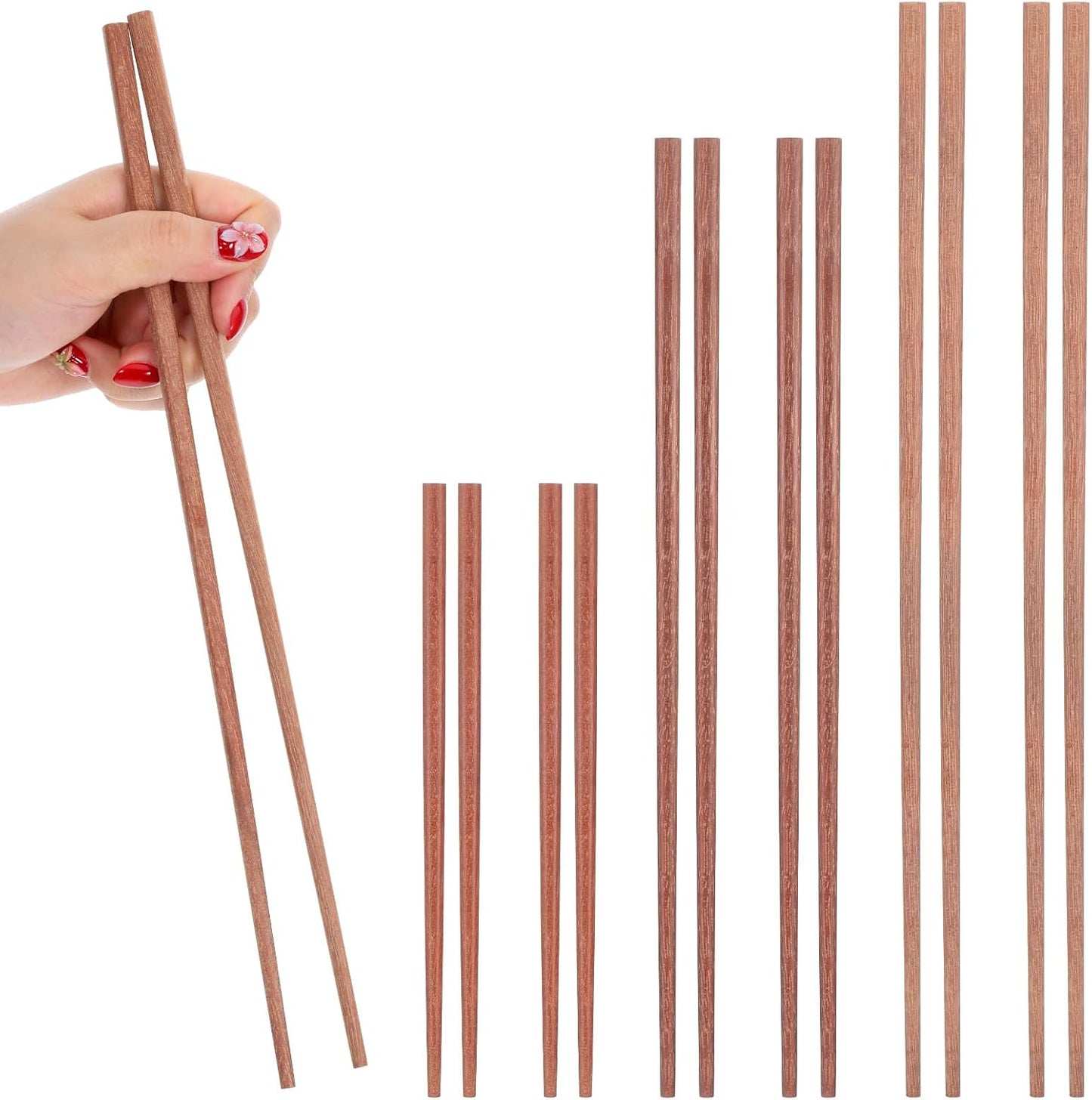6 Pares Palillos Cocina Madera Extra Largos