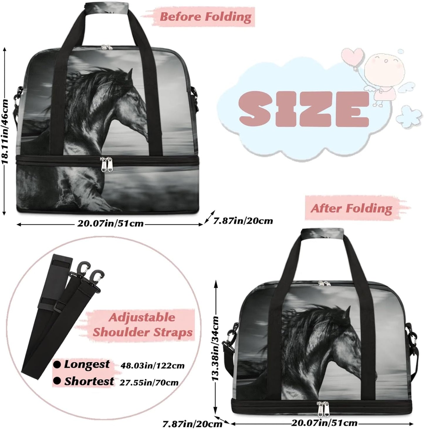 Bolsa viaje plegable expandible con compartimento zapatos