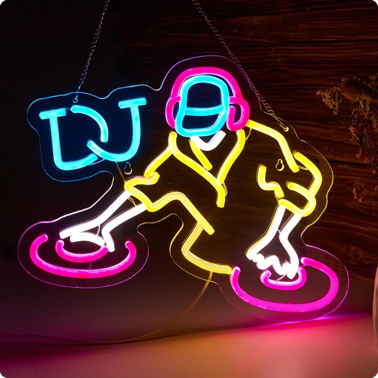 Letrero neón DJ decoración pared habitación niños