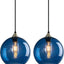 Luz colgante globo vidrio azul para cocina isla sala comedor