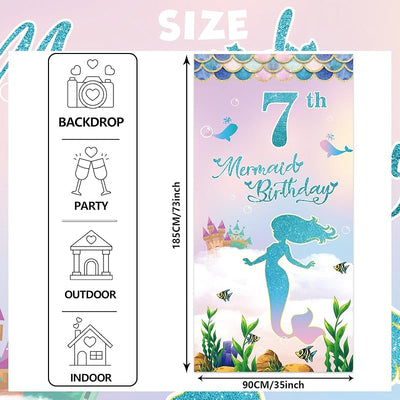 Cartel sirena cumpleaños 7 años princesa decoración fiesta