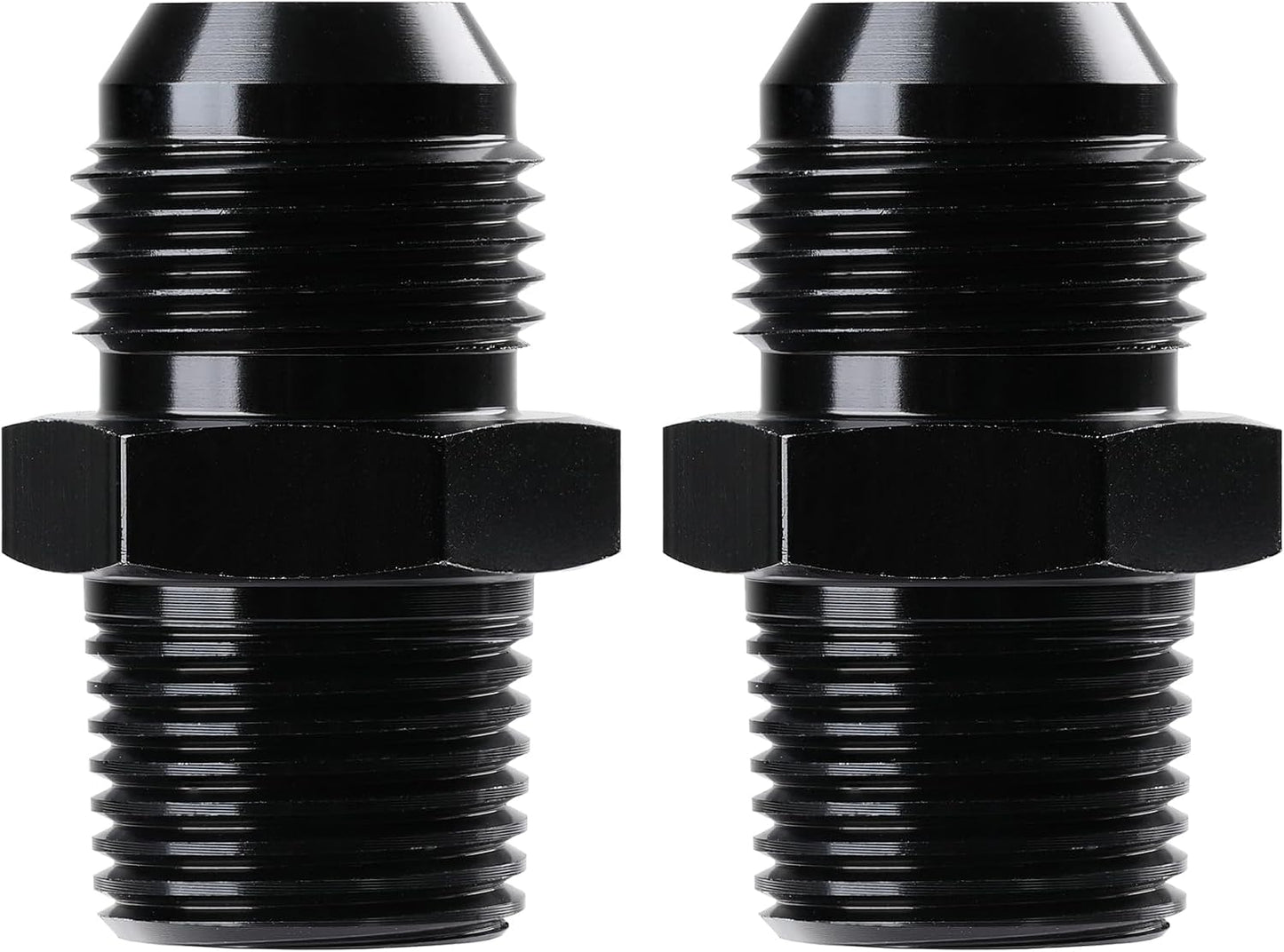 2 Pzas Adaptador Tubo Aluminio Negro 10AN a 1/2NPT