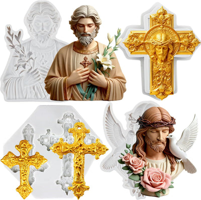 Molde silicona bautizo cruz de Jesus paloma fondant