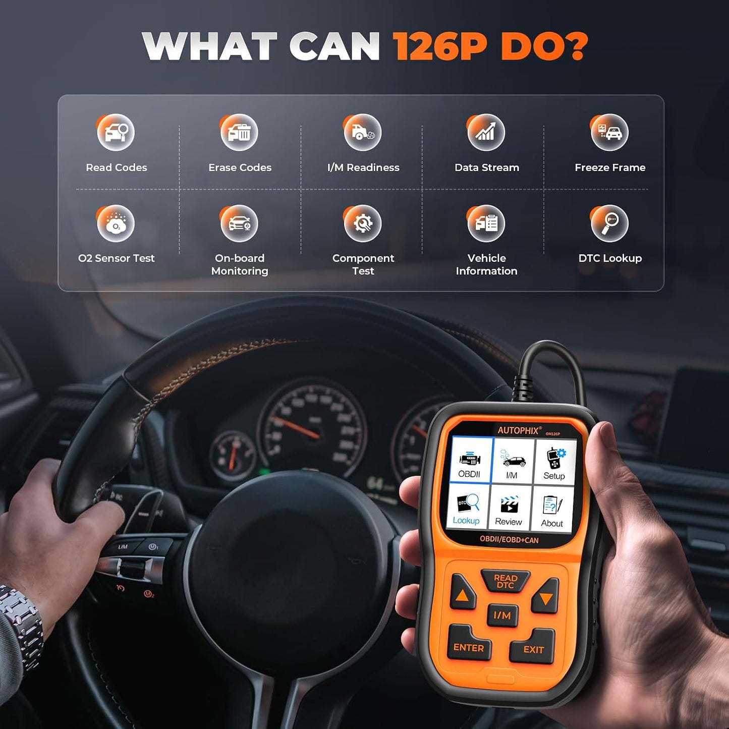 Escáner OBD2 OM126P diagnóstico automotriz