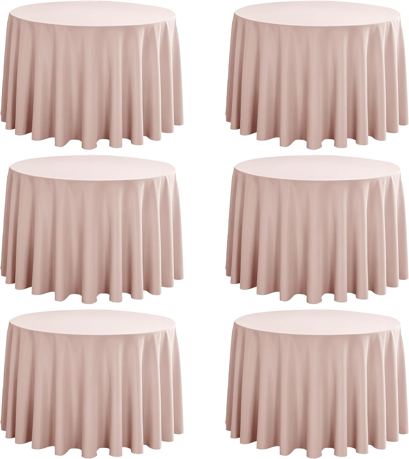 6 Manteles Redondos 90pulg Rosa Polvoriento Resistente