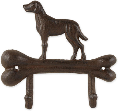 Ganchos pared hierro fundido perro hueso decorativo