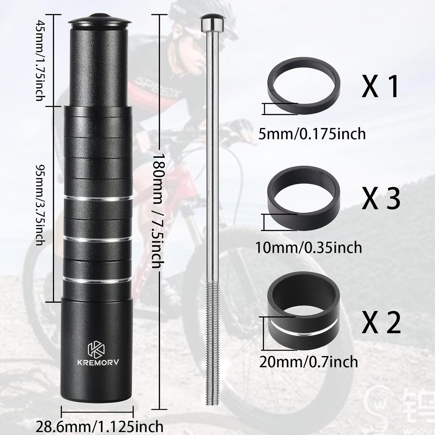 Extensor vástago bicicleta aleación aluminio para MTB