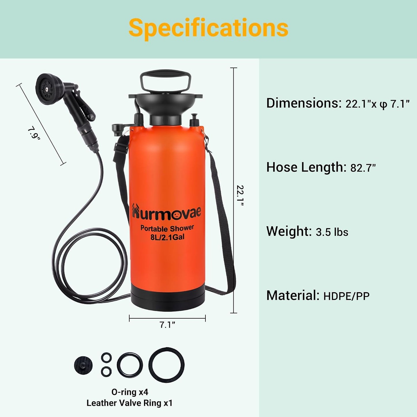Ducha portátil 8L 10 modos funda nailon sin electricidad