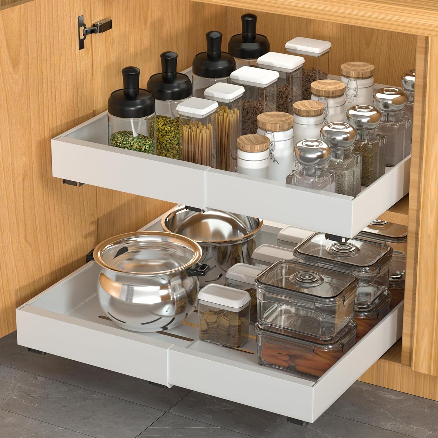 4 Organiz. Cajones Extraíbles Adhesivo 21x12-20pulg Blanco