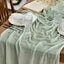 Mesa boda gasa boho verde salvia 120pulg decoración