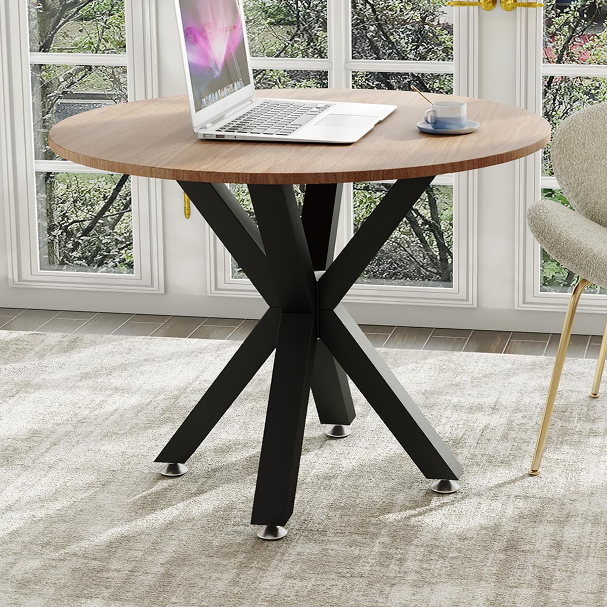 Base mesa moderna patas metal ventosas madera vidrio