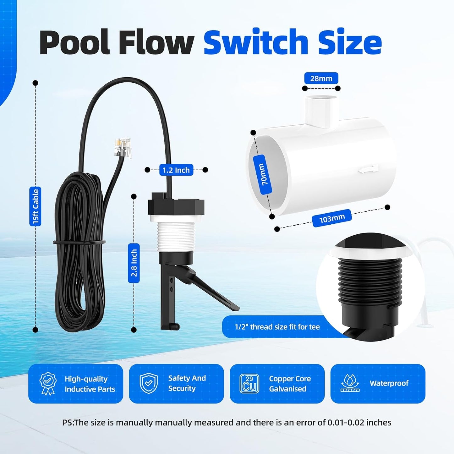 Interruptor flujo GLX-FLO-RP para sistema sal piscina Aqua