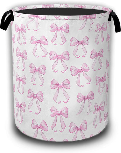 Cesta lavandería lazo rosa tela oxford 16x20.8pulg