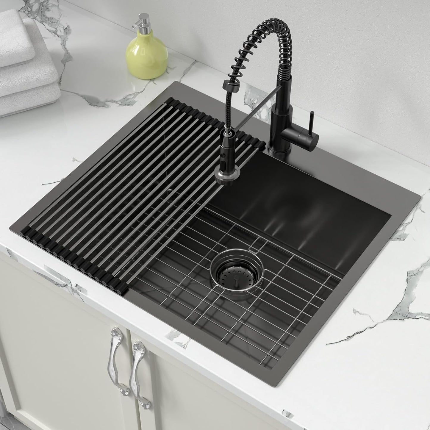 Fregadero lavandería 25x22x12pulg acero inox negro mate