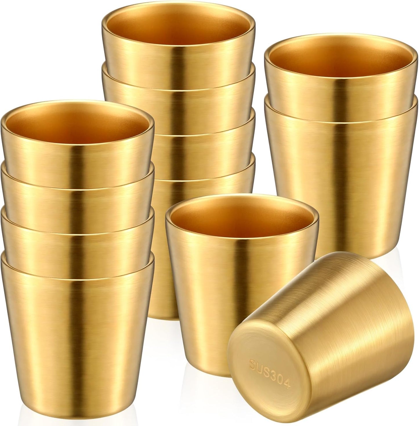 12 Pzas Vasos Acero Inox Doble Pared Apilables
