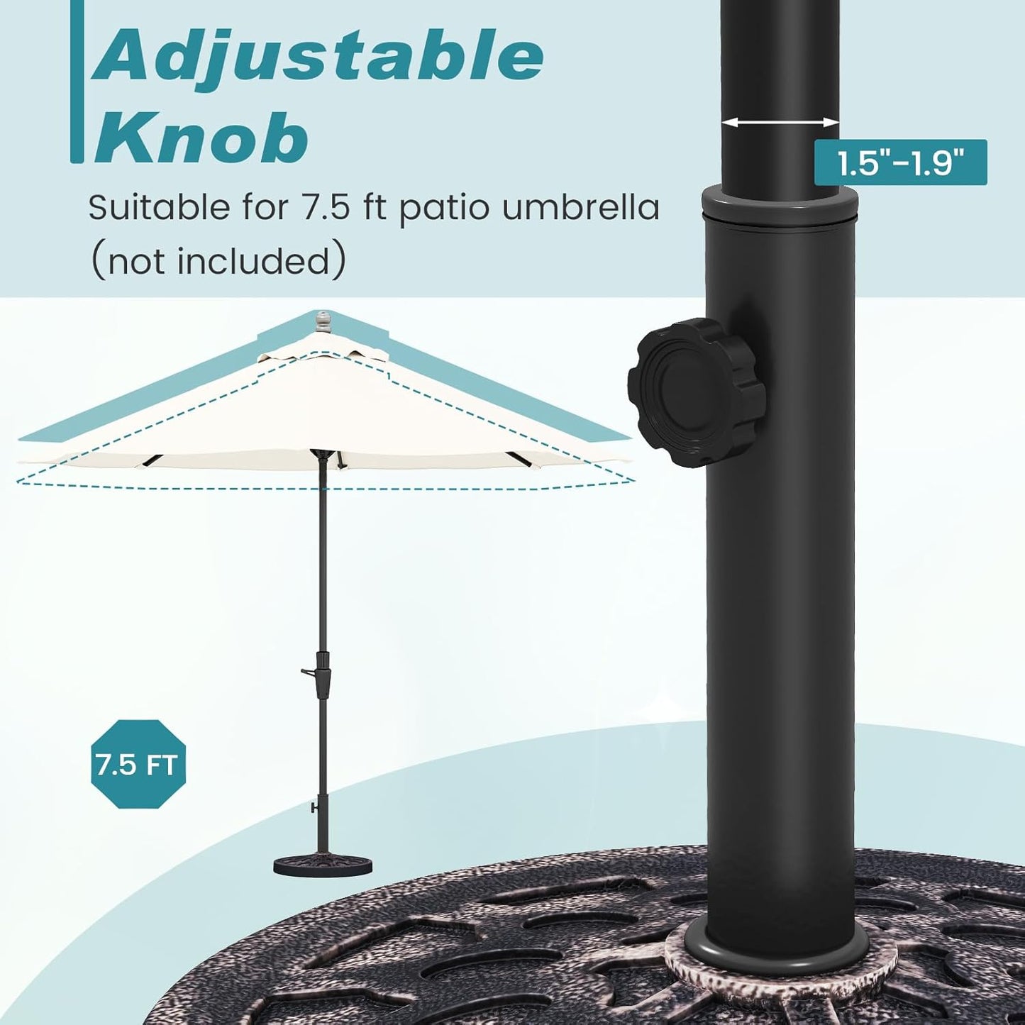 Base sombrilla 30lb resina soporte redondo ajustable